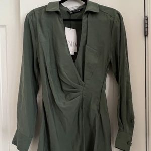 Olive Green Long Sleeves Dress
